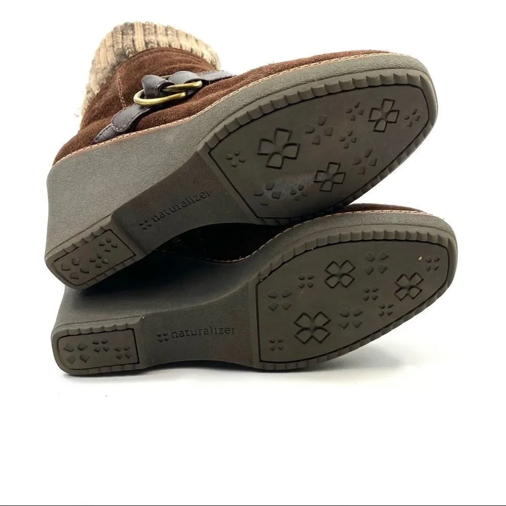 Naturalizer Kenning wedge bootie suede & knit 7.5